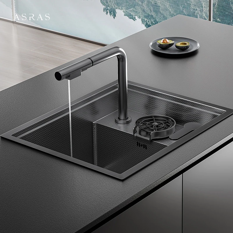 Asras New Nanometer Hidden Cup Rinser Island Sink Rice Grain Embossing Prevent Scratches Handmade Bar counter kitchen Sinks
Asras New Nanometer Hidden Cup Rinser Island Sink Rice Grain Embossing Prevent Scratches Handmade Bar counter kitchen Sinks