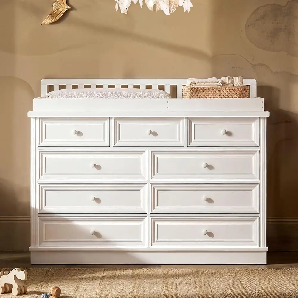 Solid Wood Baby Changing Station with Removable Tray, White, 55.1 W for Nursery or Child's Room
Solid Wood Baby Changing Station with Removable Tray, White, 55.1 W for Nursery or Child's Room