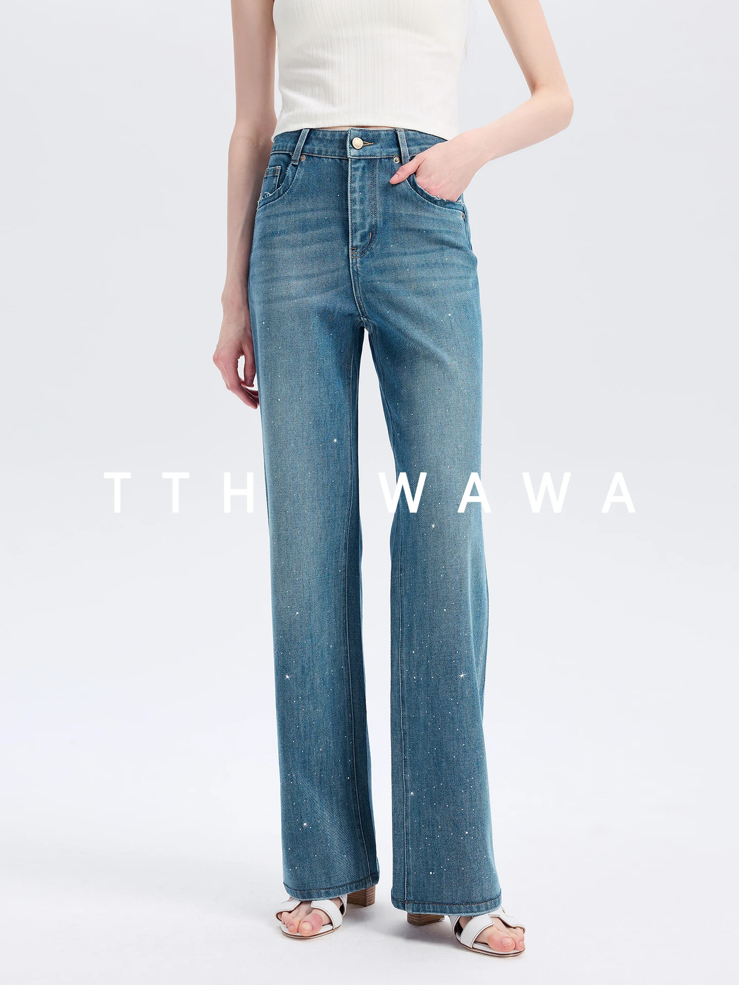 TTH WAWA High Waist Slim Fit Straight Leg Rhinestone Denim Jeans Women's New 2026 Blue Pants Laisel Narrow Version
TTH WAWA High Waist Slim Fit Straight Leg Rhinestone Denim Jeans Women's New 2026 Blue Pants Laisel Narrow Version