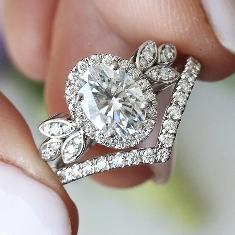 Exquisite Silver Color Oval White Stone Leaf Rings Fashion Party Engagement Wedding Rings Set for Women Jewelry
Exquisite Silver Color Oval White Stone Leaf Rings Fashion Party Engagement Wedding Rings Set for Women Jewelry