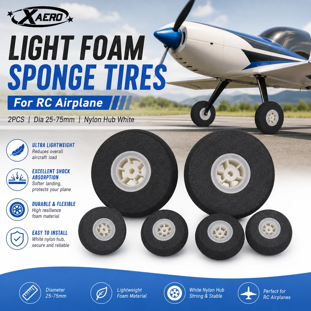 XAERO 2PCS Sponge Tires Light Foam Wheels for RC Airplane Nylon Hub White Dia 25-75mm RC Model Aircraft Accessories
XAERO 2PCS Sponge Tires Light Foam Wheels for RC Airplane Nylon Hub White Dia 25-75mm RC Model Aircraft Accessories