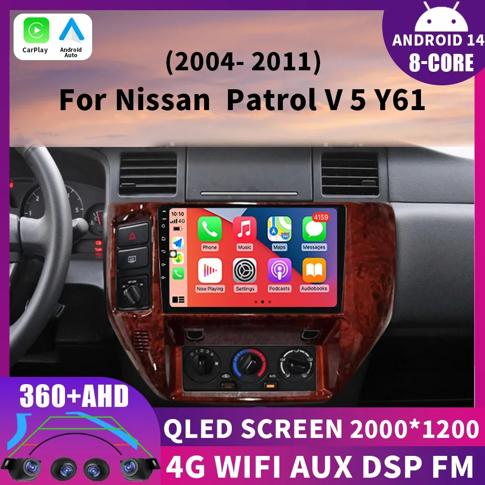 Android 14 Carplay Auto For Nissan Patrol V 5 Y61 2004 - 2011 Car Radio Multimedia Video Player Navigation FIO Stereo 4G 360
Android 14 Carplay Auto For Nissan Patrol V 5 Y61 2004 - 2011 Car Radio Multimedia Video Player Navigation FIO Stereo 4G 360