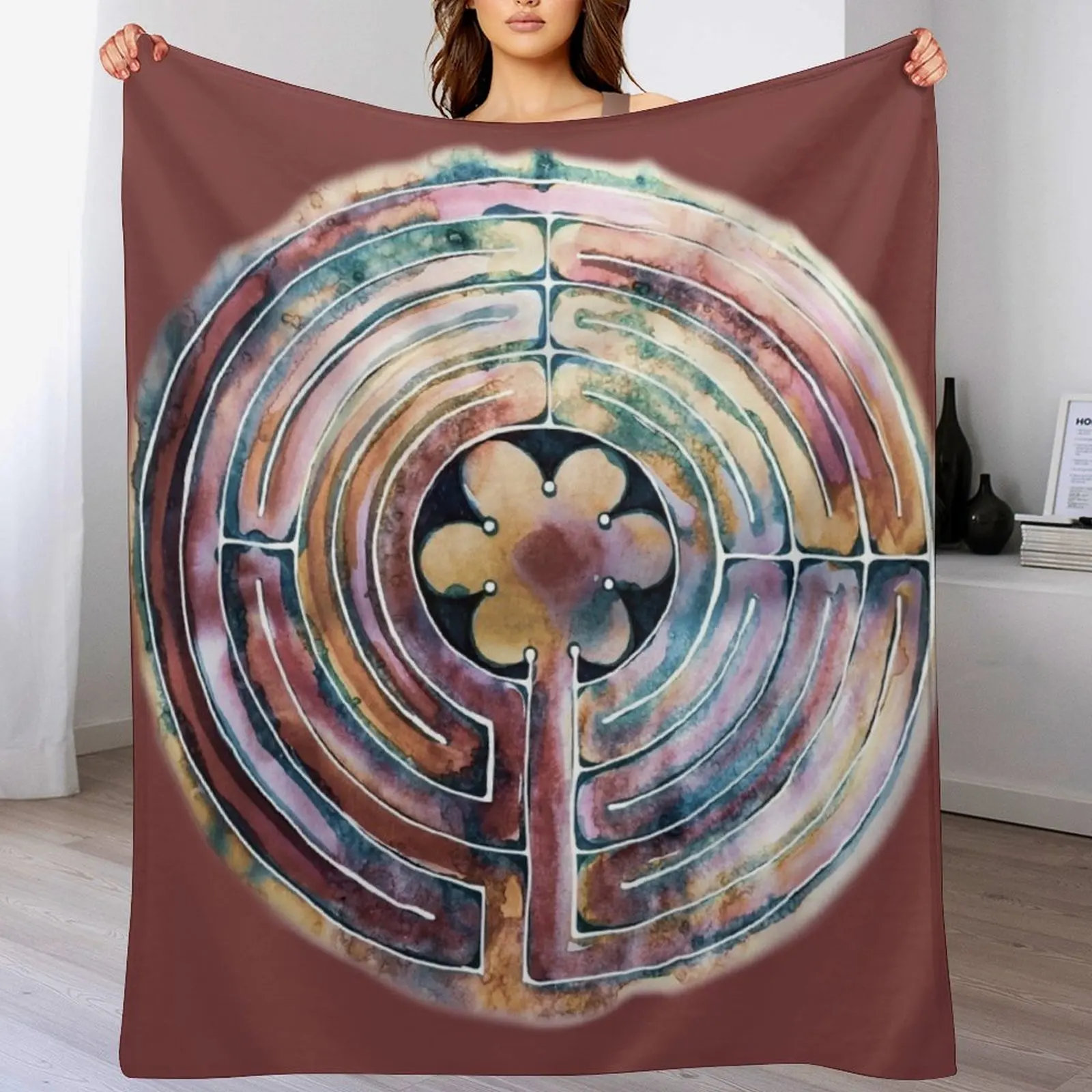 Hand Painted Watercolor Labyrinth Throw Blanket Easy Care Comfortable Blanket for Couch
Hand Painted Watercolor Labyrinth Throw Blanket Easy Care Comfortable Blanket for Couch