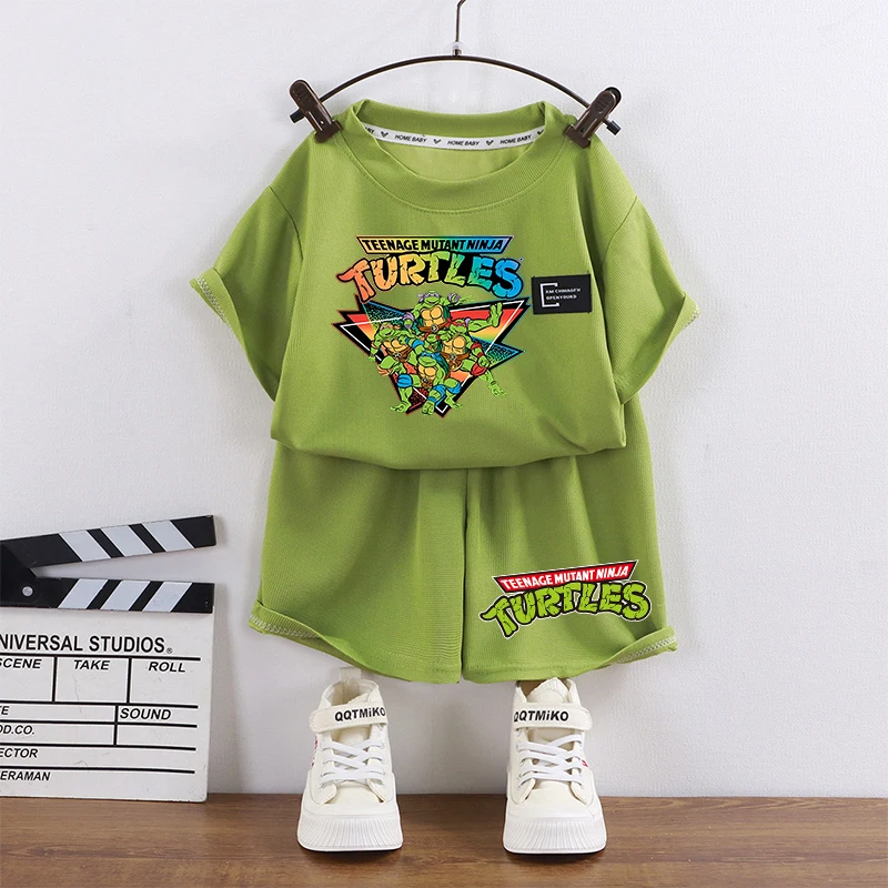 Teenage Mutant Ninja Turtles Waffle Short-sleeved Shorts Set Child T Shirt Boy Summer Cartoon Tops and Bottoms Clothes Suit Tees
Teenage Mutant Ninja Turtles Waffle Short-sleeved Shorts Set Child T Shirt Boy Summer Cartoon Tops and Bottoms Clothes Suit Tees