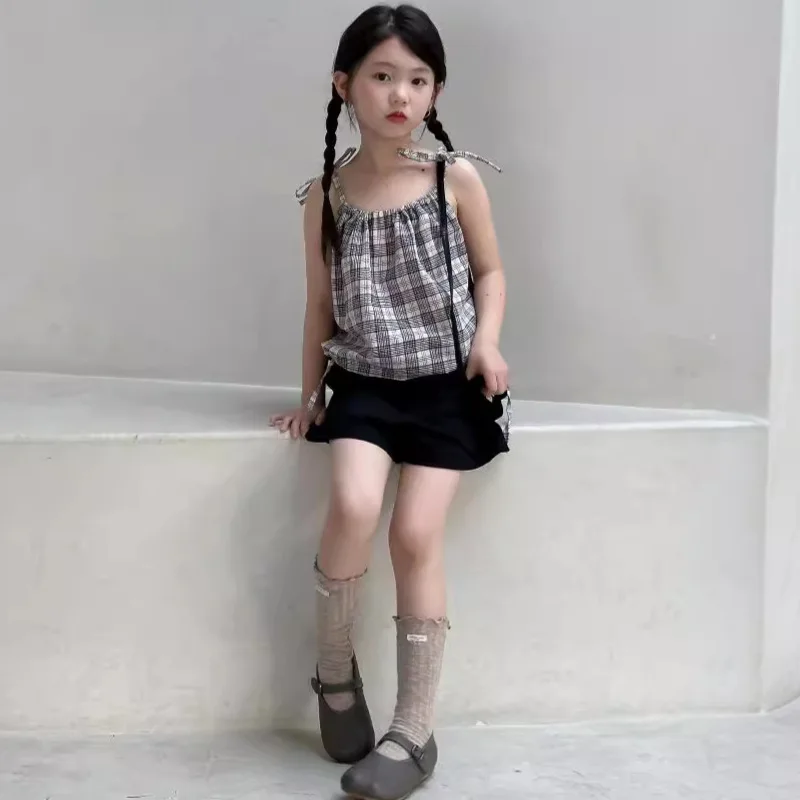 Girls Set Korea Style 2024 Summer New Plaid Sleeveless Tank Top Lace Up Skirts Two Piece Baby Fashion Kids Summer Clothes
Girls Set Korea Style 2024 Summer New Plaid Sleeveless Tank Top Lace Up Skirts Two Piece Baby Fashion Kids Summer Clothes