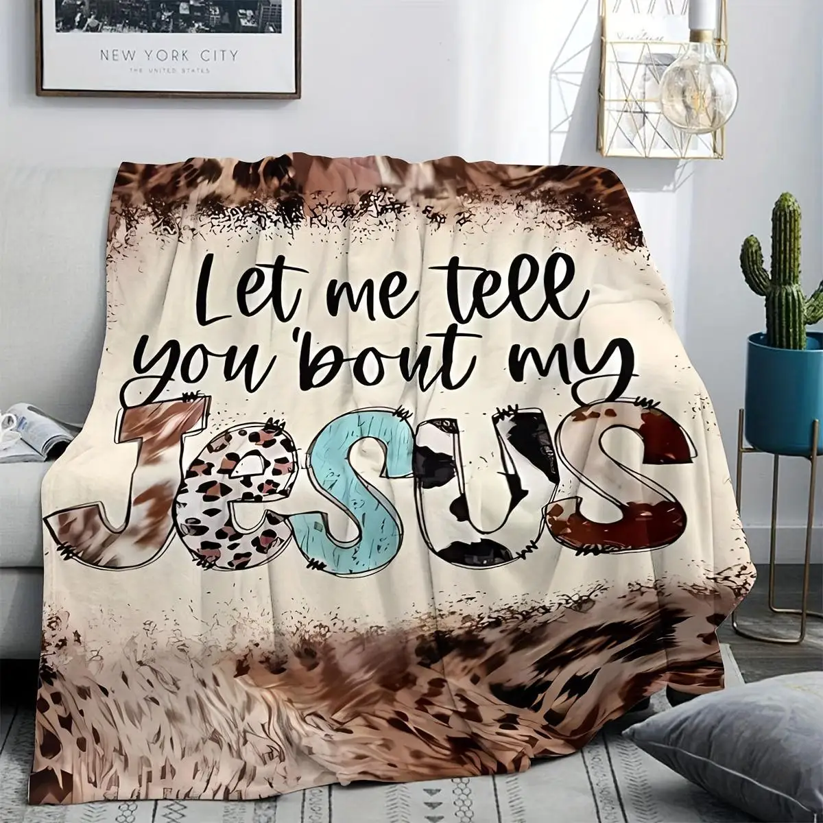 Vintage Inspirational "Let Me Tell You About My Jesus" Print Blanket - Hypoallergenic Polyester, Machine Washable, All Seasons
Vintage Inspirational "Let Me Tell You About My Jesus" Print Blanket - Hypoallergenic Polyester, Machine Washable, All Seasons