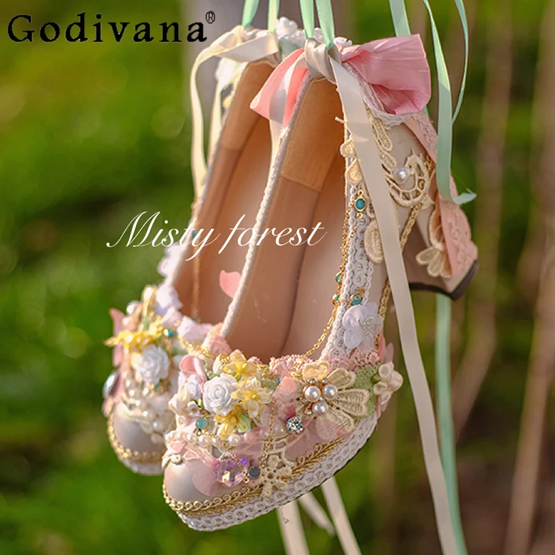 Elegant Thick Heel Flower Marriage Shoes Women High Heels Sweet Lolita Pumps Female Summer Pink Handmade Wedding Shoes
Elegant Thick Heel Flower Marriage Shoes Women High Heels Sweet Lolita Pumps Female Summer Pink Handmade Wedding Shoes