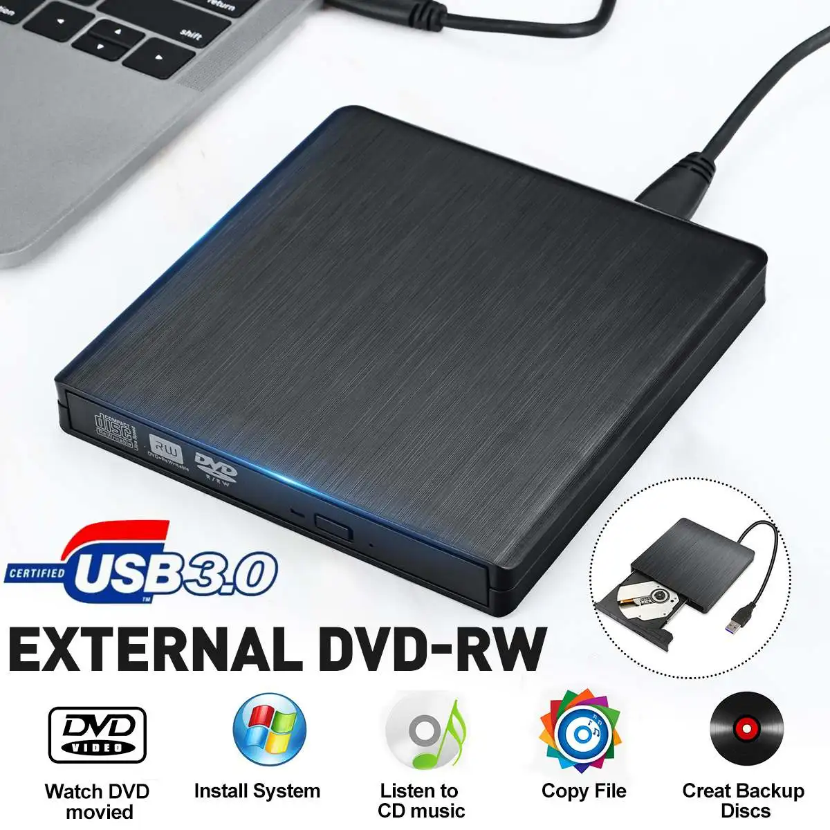 Внешний Оптический 3,0 gtweyet, USB, устройство записи DVD, CD, для ПК, ноутбука с ОС Windows
Внешний Оптический 3,0 gtweyet, USB, устройство записи DVD, CD, для ПК, ноутбука с ОС Windows