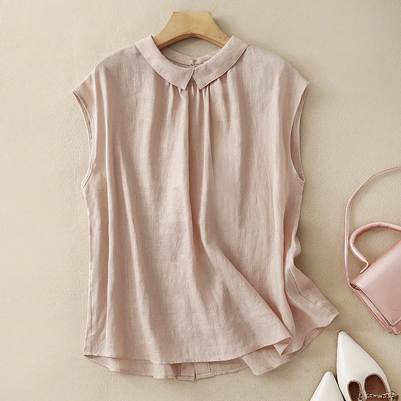 Women Solid Pullover Shirt Basic Sleeveless Tops Peter Pan Collar Slight Strech Loose Fit Office Lady Elegant Casual 2026 Summer
Women Solid Pullover Shirt Basic Sleeveless Tops Peter Pan Collar Slight Strech Loose Fit Office Lady Elegant Casual 2026 Summer