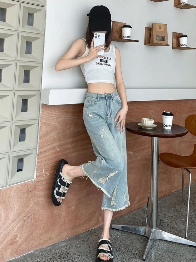 Versatile and Trendy Women's Ripped Jeans for 2026 Spring Summer Cropped Loose Straight Wide Leg Raw Hem Denim
Versatile and Trendy Women's Ripped Jeans for 2026 Spring Summer Cropped Loose Straight Wide Leg Raw Hem Denim