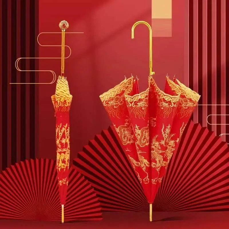 Red Embroidered Wedding Umbrella Long Handle Lace Trim Bride Rain Umbrella Wedding Ceremony Decorative Umbrella Stainless Steel
Red Embroidered Wedding Umbrella Long Handle Lace Trim Bride Rain Umbrella Wedding Ceremony Decorative Umbrella Stainless Steel