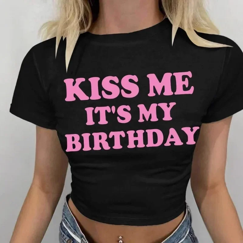 Short Sleeve T-shirt Women Clothes Streetwear Slim Fit Round Neck Slim Fit Top with Letter Print Pullover Y2k New 2025 Summer
Short Sleeve T-shirt Women Clothes Streetwear Slim Fit Round Neck Slim Fit Top with Letter Print Pullover Y2k New 2025 Summer