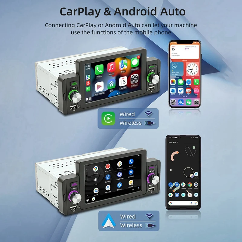 1 Din 5 Inch Car Radio Carplay Stereo Bluetooth MP5 Player Wireless Carplay+Android Auto TF USB FM Touch Screen
1 Din 5 Inch Car Radio Carplay Stereo Bluetooth MP5 Player Wireless Carplay+Android Auto TF USB FM Touch Screen