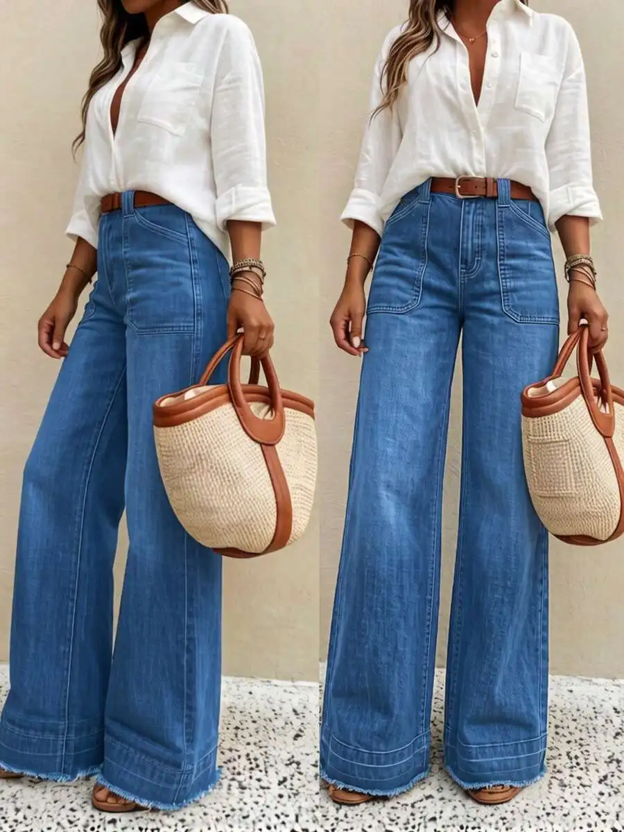 Women’s High-Waisted Wide Leg Denim Jeans, Loose Comfortable Casual Trousers For All Seasons, Spring To Winter Daily Wear
Women’s High-Waisted Wide Leg Denim Jeans, Loose Comfortable Casual Trousers For All Seasons, Spring To Winter Daily Wear
