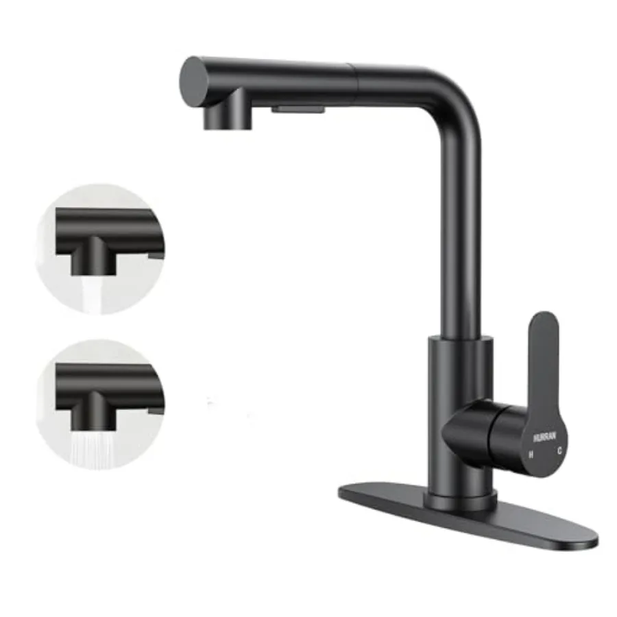 Kitchen Faucets with Pull Down Sprayer and Deck Plate Matte Black Stainless Steel Commercial Utility Kitchen Faucets for 1-3 Ho
Kitchen Faucets with Pull Down Sprayer and Deck Plate Matte Black Stainless Steel Commercial Utility Kitchen Faucets for 1-3 Ho
