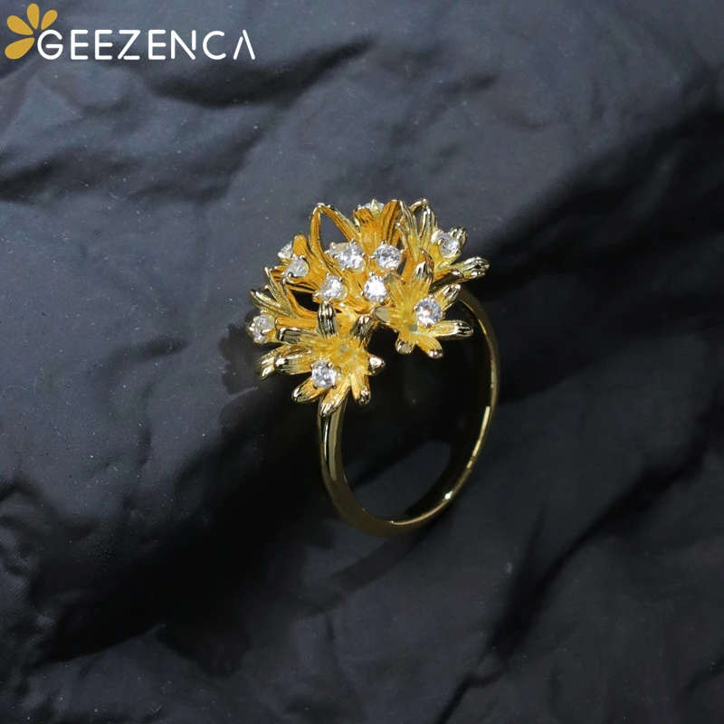 GEEZENCA 925 пробы Серебряное 5А циркониевое цветочное изменяемое кольцо для женщин василька романтические дизайнерские шикарные кольца 2024 новый подарок
GEEZENCA 925 пробы Серебряное 5А циркониевое цветочное изменяемое кольцо для женщин василька романтические дизайнерские шикарные кольца 2024 новый подарок