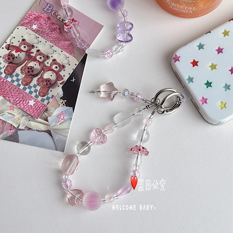 Mushroom Phone Lanyard Short Wrist Pendant Chain Colorful Clear Bead Pendant Women's Hand-held Chain Mobile Phone Lanyard Strap
Mushroom Phone Lanyard Short Wrist Pendant Chain Colorful Clear Bead Pendant Women's Hand-held Chain Mobile Phone Lanyard Strap