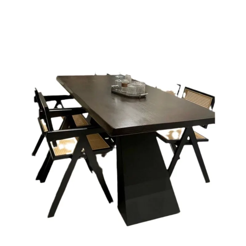 Retro solid wood modern minimalist conference long table, household log large board table
Retro solid wood modern minimalist conference long table, household log large board table