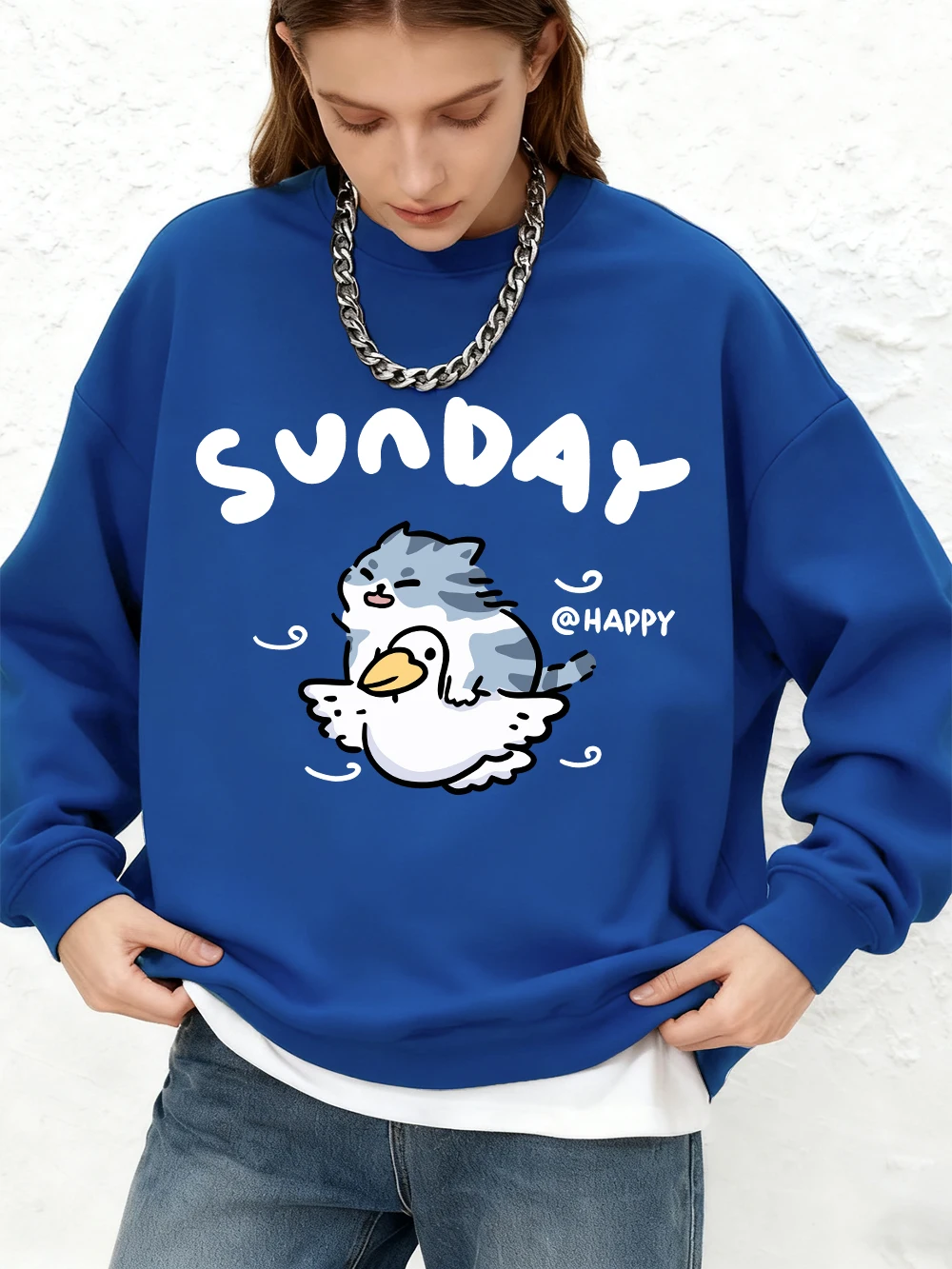 Happy Sunday кофты с принтом кота и утки, женские осенние толстовки для бега большого размера, базовые теплые топы с длинными рукавами и круглым вырезом, женская одежда
Happy Sunday кофты с принтом кота и утки, женские осенние толстовки для бега большого размера, базовые теплые топы с длинными рукавами и круглым вырезом, женская одежда
