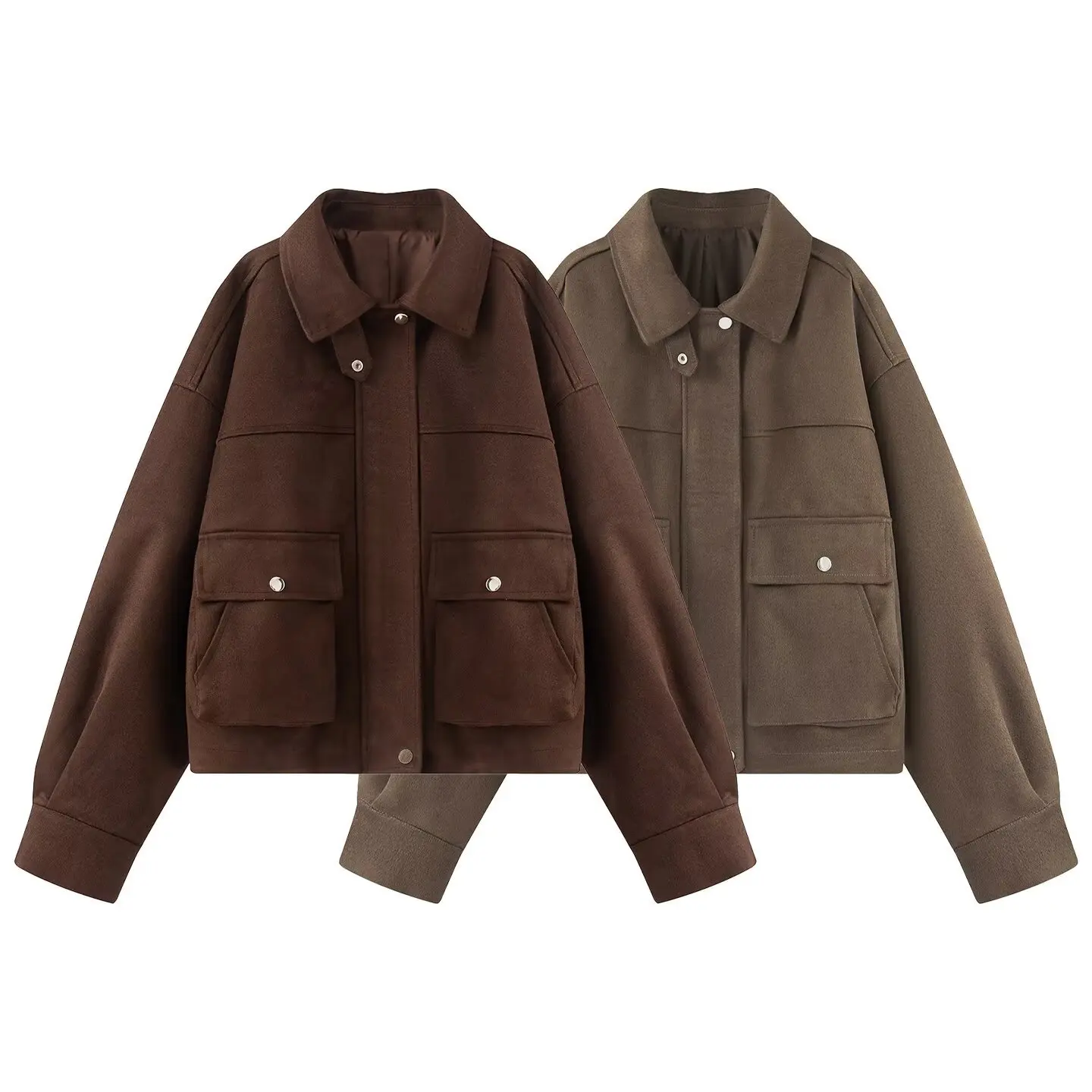 Minimalist Autumn Women's Suede Jacket Vintage Lapel Collar Zipper Fly Button Outwear For Female Instagram-Style Coat For Lady
Minimalist Autumn Women's Suede Jacket Vintage Lapel Collar Zipper Fly Button Outwear For Female Instagram-Style Coat For Lady