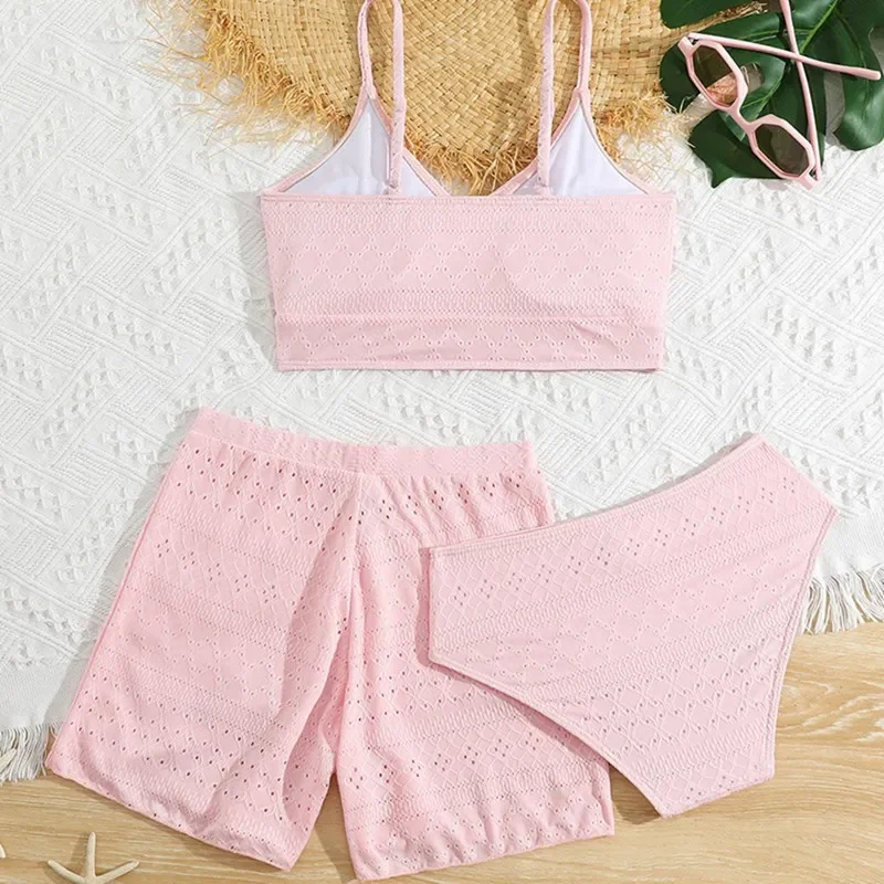 3 Pieces Bikini Set Children Girls 7-12Y Swimsuit High Waist Bikini With Shorts Summer Breathable Swimwear Bathing Suit
3 Pieces Bikini Set Children Girls 7-12Y Swimsuit High Waist Bikini With Shorts Summer Breathable Swimwear Bathing Suit
