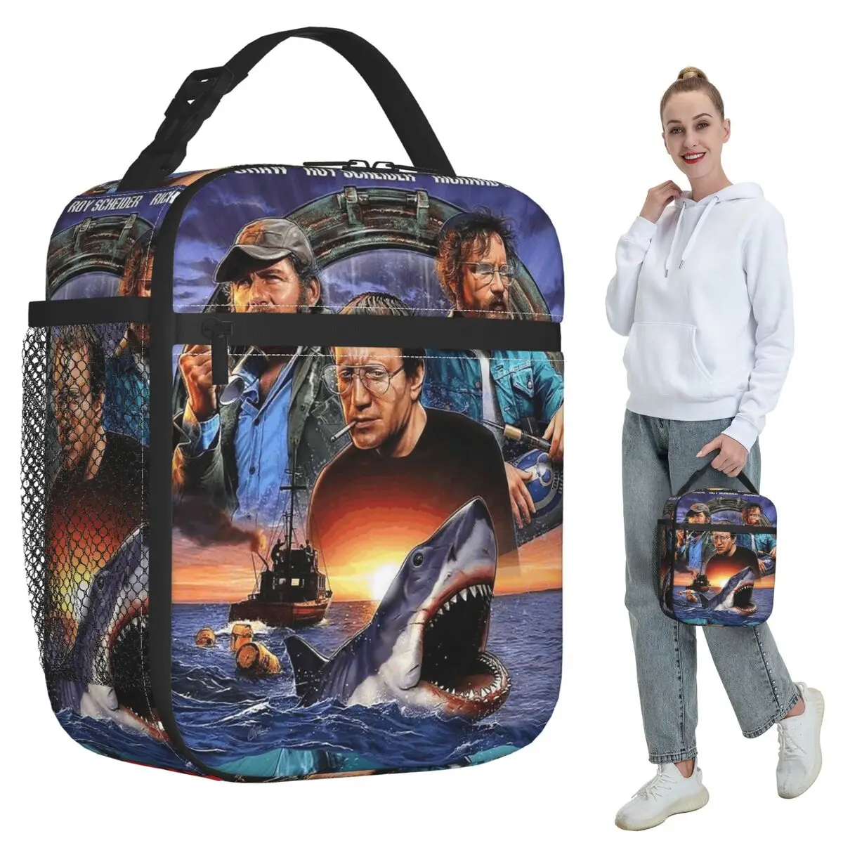 Jaws Horror Movie Insulated Lunch Bag for Kids School Cooler Thermal Food Box Tote Leakproof Lunch Boxes Container
Jaws Horror Movie Insulated Lunch Bag for Kids School Cooler Thermal Food Box Tote Leakproof Lunch Boxes Container