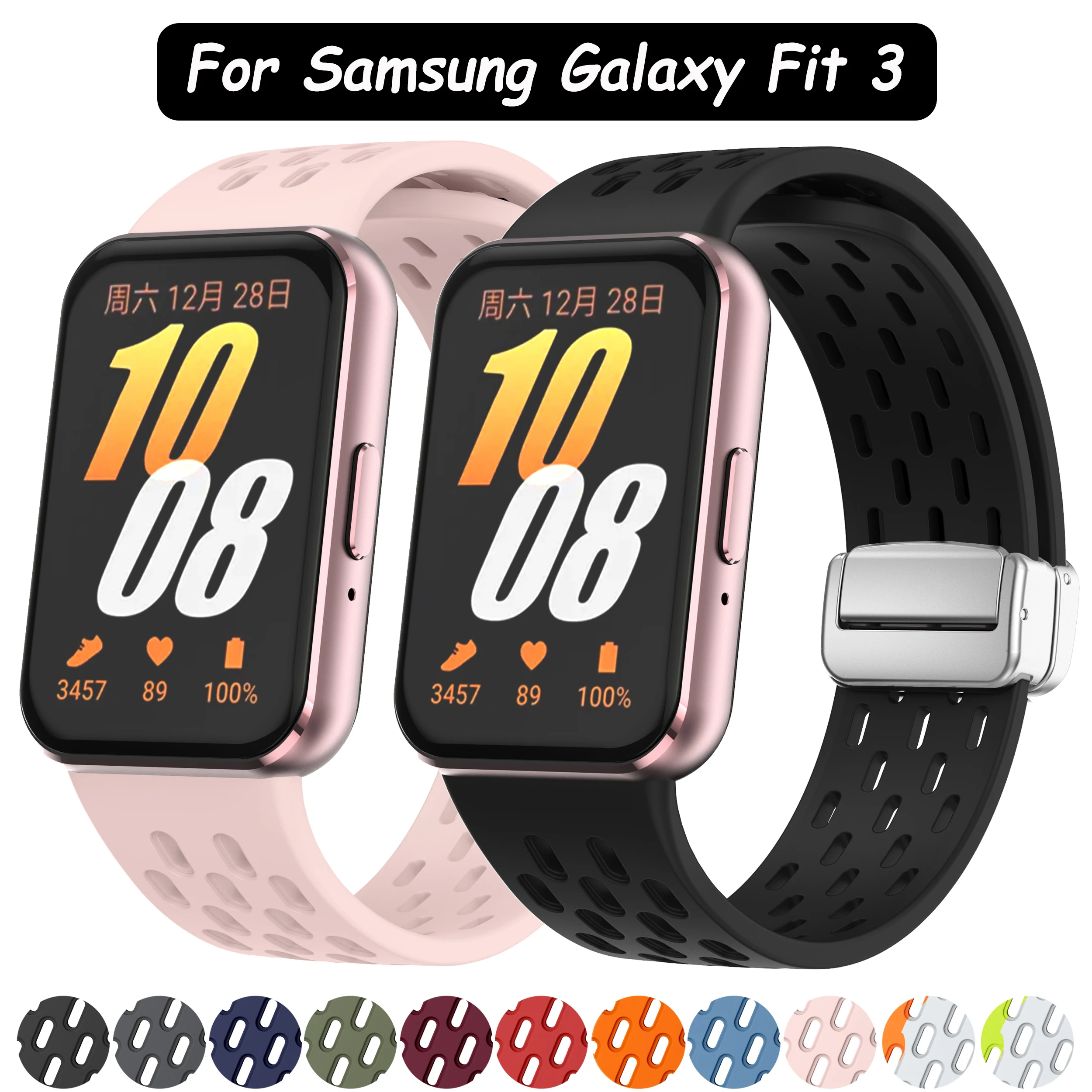 Magnetic Strap For Samsung Galaxy Fit 3 Band Metal buckle Breathable band Bracelet Correa Galaxy Fit3 Silicone Strap Accessories
Magnetic Strap For Samsung Galaxy Fit 3 Band Metal buckle Breathable band Bracelet Correa Galaxy Fit3 Silicone Strap Accessories