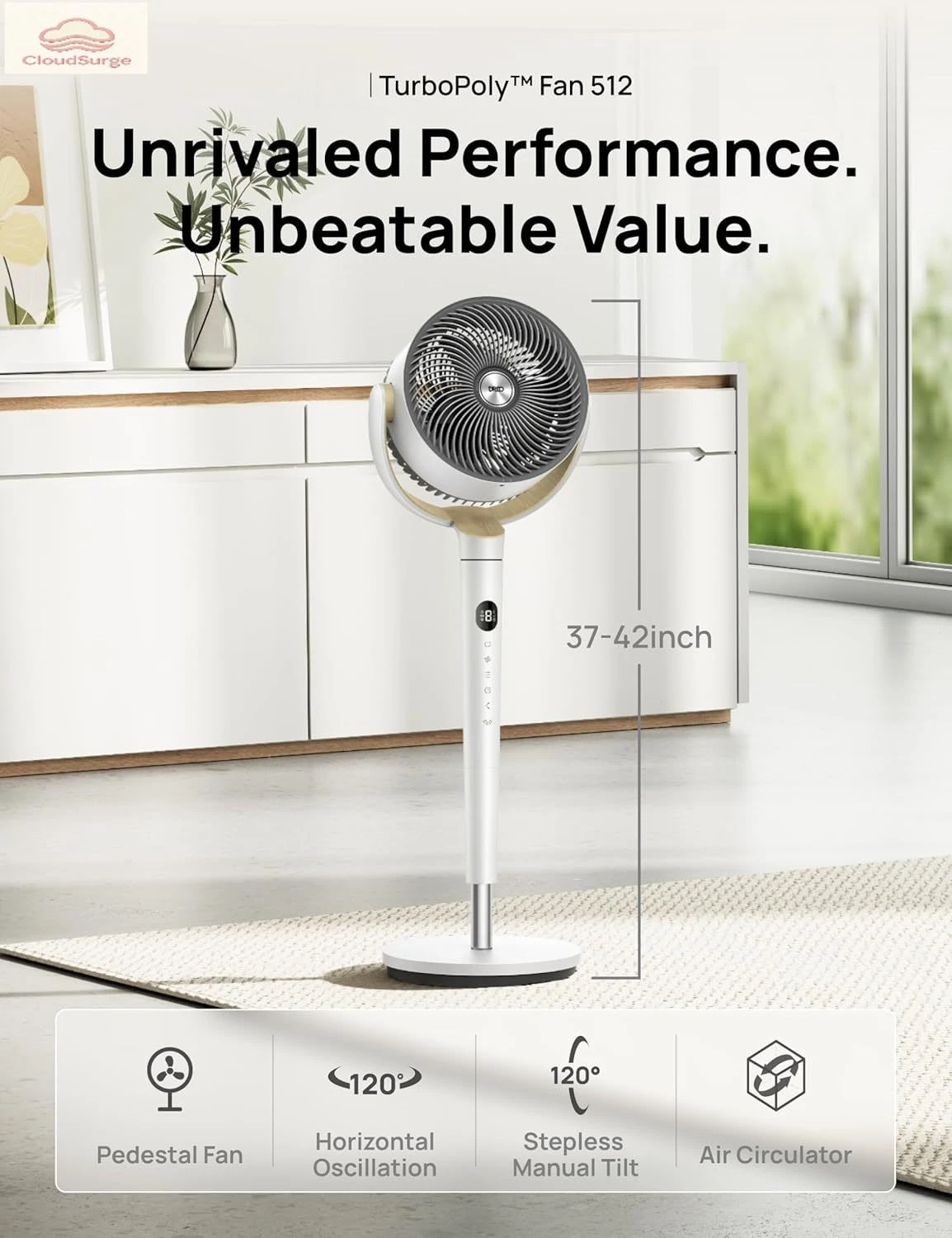 120° Oscillating Standing Fan, Quiet Pedestal Fan with DC Motor, 9 Speeds, 4 modes, 20dB, 120° Manual Vertical
120° Oscillating Standing Fan, Quiet Pedestal Fan with DC Motor, 9 Speeds, 4 modes, 20dB, 120° Manual Vertical