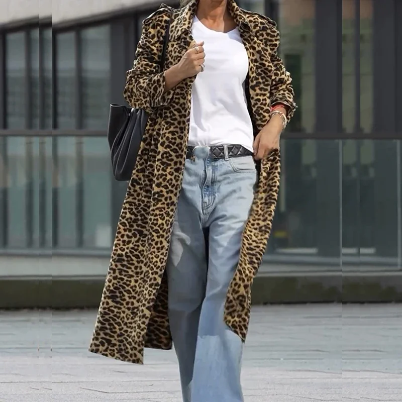 Retro Leopard Print Trench Cardigan Autumn Women Elegant Lapel Collar Loose Long Coat Winter Fashion Commute Long Sleeve Jacket
Retro Leopard Print Trench Cardigan Autumn Women Elegant Lapel Collar Loose Long Coat Winter Fashion Commute Long Sleeve Jacket