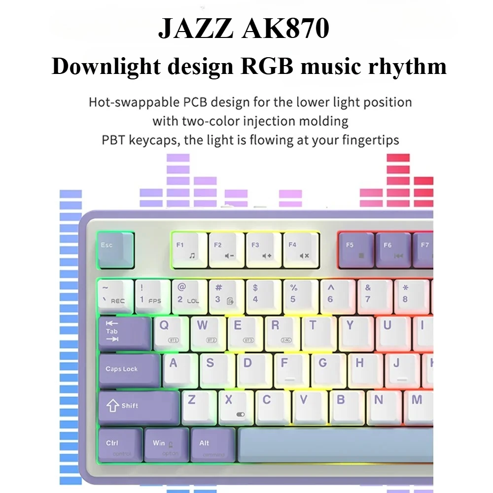 AJAZZ AK870 Mechanical Keyboard Hot-swappable Tri-mode RGB 1.06inch Customizable Screen Knob Wireless Bluetooth Gaming Keyboard
AJAZZ AK870 Mechanical Keyboard Hot-swappable Tri-mode RGB 1.06inch Customizable Screen Knob Wireless Bluetooth Gaming Keyboard