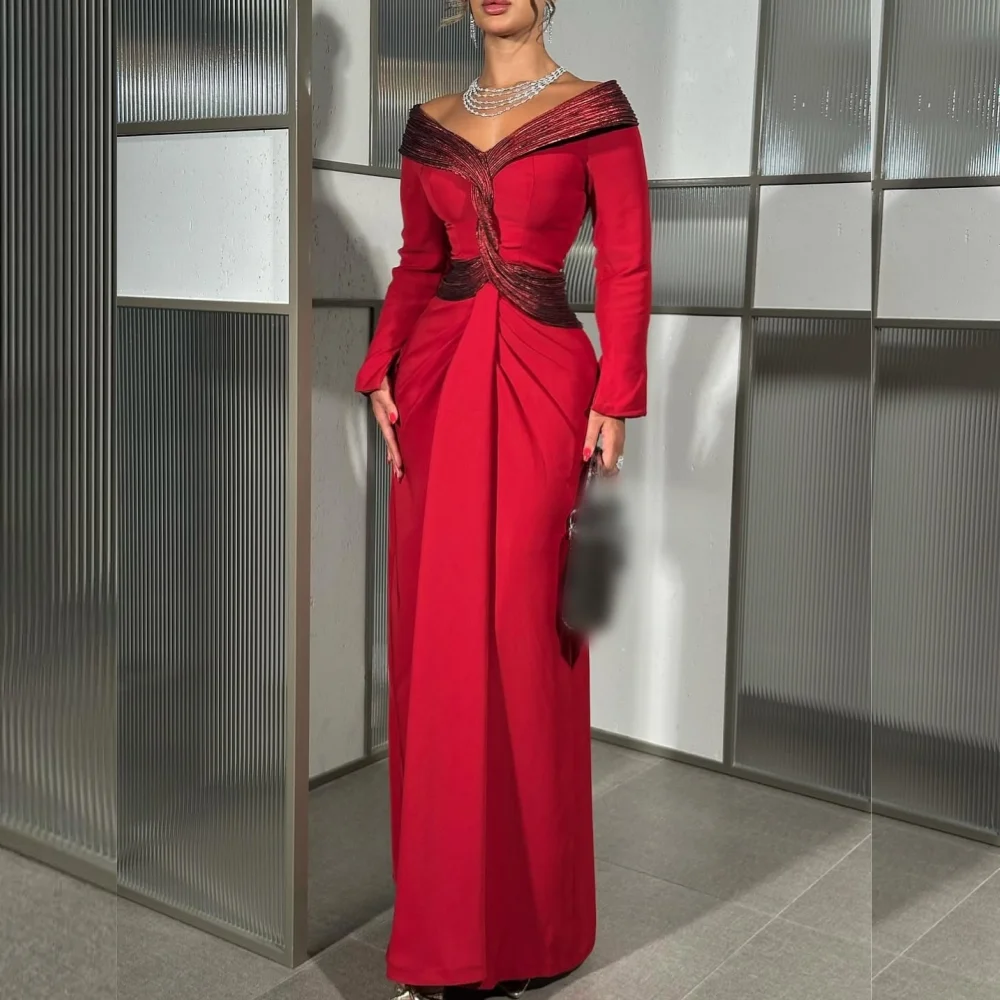 Customized Jersey Pleat Chic Off-the-shoulder Straight Long Dresses Bespoke Occasion Women's Evening High Quality Elegant
Customized Jersey Pleat Chic Off-the-shoulder Straight Long Dresses Bespoke Occasion Women's Evening High Quality Elegant
