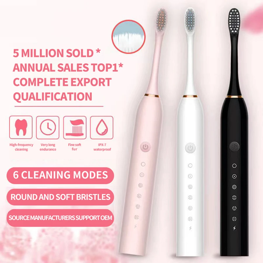 Electric Ultrasonic Toothbrush Six Speed Mode Home Soft Hair USB Charging Waterproof Adult Tooth Cleaner Automatic Couple Set
Electric Ultrasonic Toothbrush Six Speed Mode Home Soft Hair USB Charging Waterproof Adult Tooth Cleaner Automatic Couple Set
