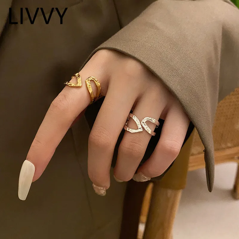 LIVVY Silver Color Couples Rings for Women Fashion Irregular Double-layered Hollow Cross Geometric Party Jewelry Gifts
LIVVY Silver Color Couples Rings for Women Fashion Irregular Double-layered Hollow Cross Geometric Party Jewelry Gifts