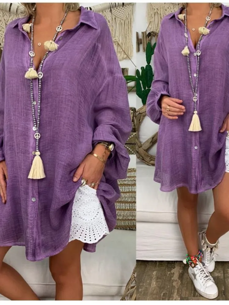 Women's Spring Autumn New Cotton Hemp Shirt Large Fashion Button Loose Long Sleeve Casual Shirt Women's Top
Women's Spring Autumn New Cotton Hemp Shirt Large Fashion Button Loose Long Sleeve Casual Shirt Women's Top
