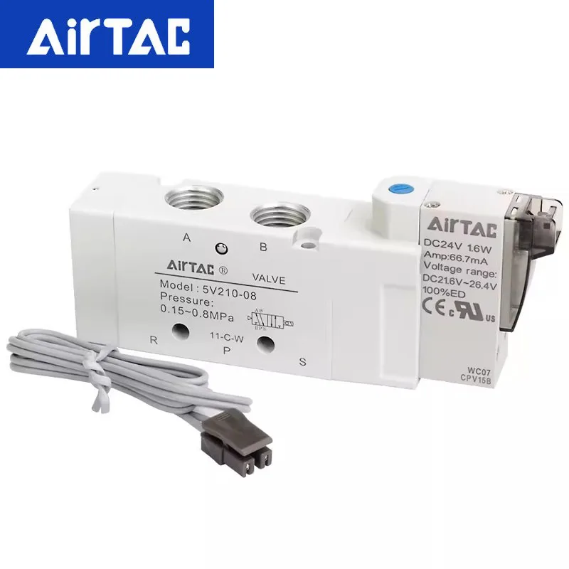 AirTAC Original 5V Series Pneumatic Air Control Valve 5V110-06A/B/C/F/5V210-08 310-10 410-15 Solenoid Directional Valve
AirTAC Original 5V Series Pneumatic Air Control Valve 5V110-06A/B/C/F/5V210-08 310-10 410-15 Solenoid Directional Valve