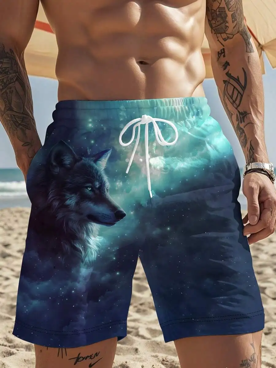 Mens Quick Dry Beach Swim Trunks With Wolf Nebula Print Blue Purple Gradient
Mens Quick Dry Beach Swim Trunks With Wolf Nebula Print Blue Purple Gradient