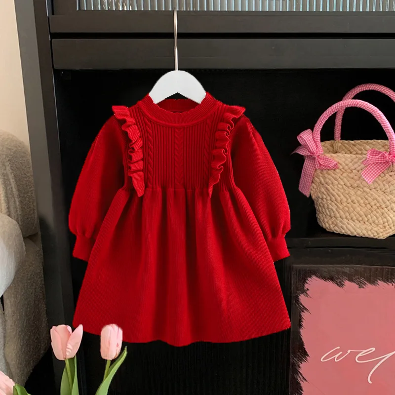 Girl's Sweater Skirt Spring and Autumn New Western Style Baby Girl Knitted Dress Children Red Princess Dress
Girl's Sweater Skirt Spring and Autumn New Western Style Baby Girl Knitted Dress Children Red Princess Dress