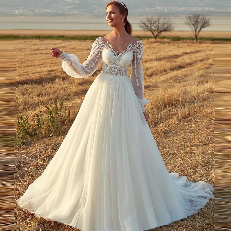 Graceful Wedding Dress Organza With Embroidery Bead Ball Gown O-Neck Full Sleeve Rochii Mireasa Button Robe De Mariee Customized
Graceful Wedding Dress Organza With Embroidery Bead Ball Gown O-Neck Full Sleeve Rochii Mireasa Button Robe De Mariee Customized