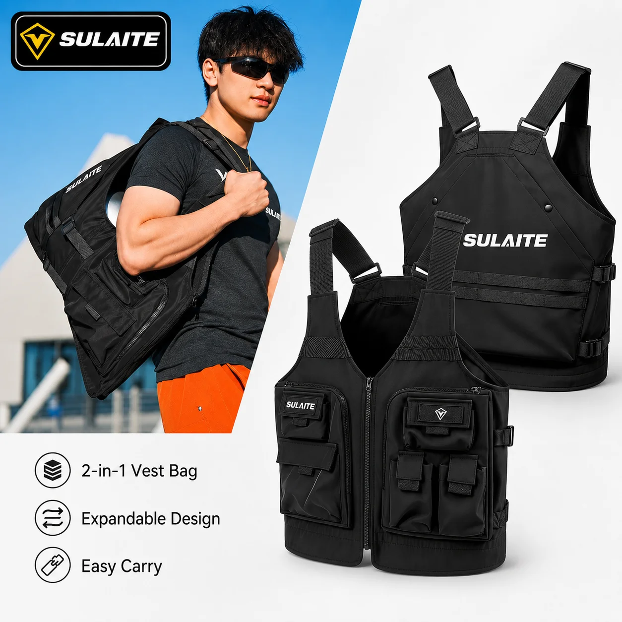 SULAITE Motorcycle Vest Men Multi Pocket Riding Workwear Vest Convertible Backpack Lightweight Reflective Outdoor Touring Bag
SULAITE Motorcycle Vest Men Multi Pocket Riding Workwear Vest Convertible Backpack Lightweight Reflective Outdoor Touring Bag