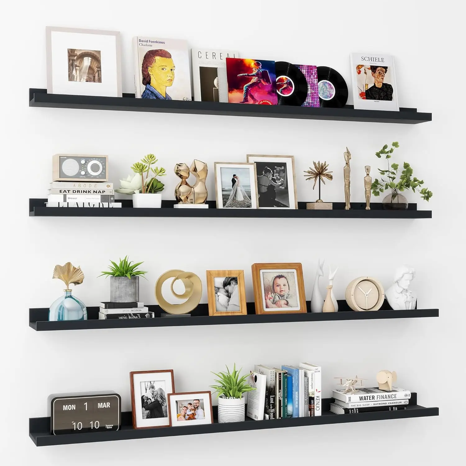 Picture Ledge Shelf | 48 Inch Black Floating Shelves Set of 4 | Rustic Wood Wall Shelves with Lip | 48" Black Picture S
Picture Ledge Shelf | 48 Inch Black Floating Shelves Set of 4 | Rustic Wood Wall Shelves with Lip | 48" Black Picture S