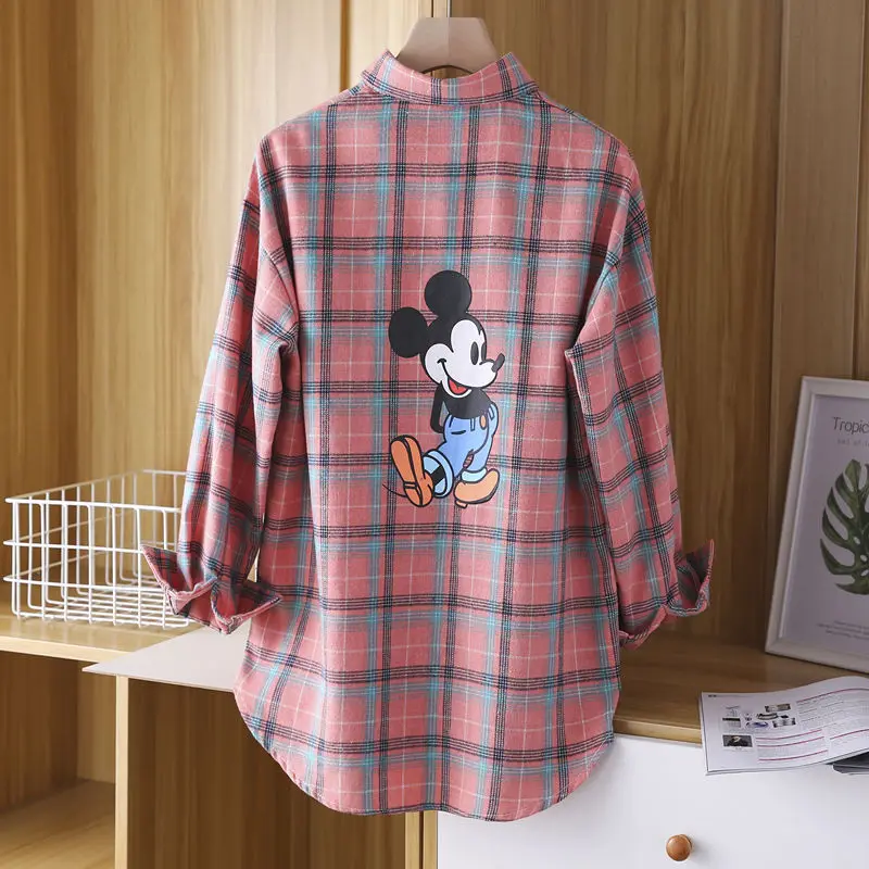Disney Mickey Mouse Women's Shirt Spring 2024 New Korean Version Versatile Simple Plaid Shirt Vintage Print Mickey Plaid Shirt
Disney Mickey Mouse Women's Shirt Spring 2024 New Korean Version Versatile Simple Plaid Shirt Vintage Print Mickey Plaid Shirt