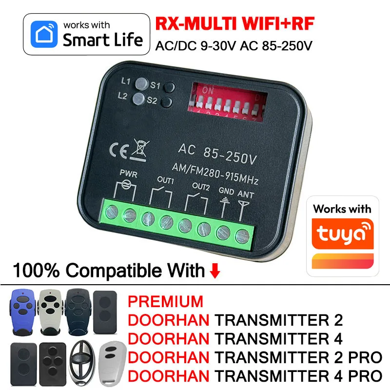 Work With Tuya WiFi RX MULTI Receiver for DOORHAN TRANSMITTER 2 4 PRO 2PRO 4PRO PREMIUM Remote Control for Gate Barrier 433MHz
Work With Tuya WiFi RX MULTI Receiver for DOORHAN TRANSMITTER 2 4 PRO 2PRO 4PRO PREMIUM Remote Control for Gate Barrier 433MHz