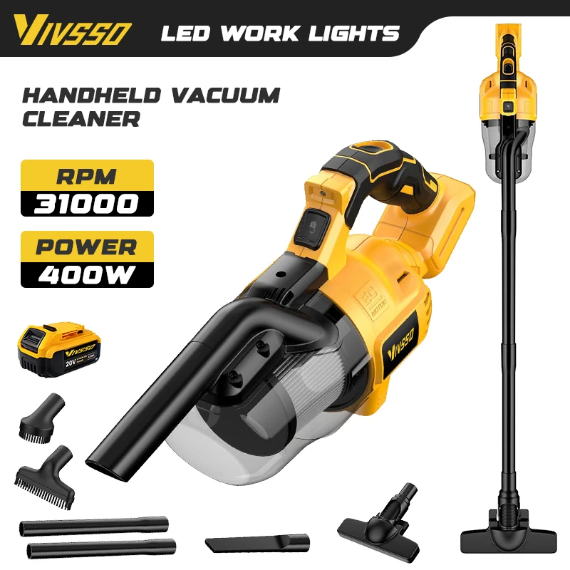VIVSSO Cordless Handheld Vacuum Cleaner With Brush Rechargeable Cleaning Tool For Floor/Carpet Cleaning For Dewalt 20v Battery
VIVSSO Cordless Handheld Vacuum Cleaner With Brush Rechargeable Cleaning Tool For Floor/Carpet Cleaning For Dewalt 20v Battery