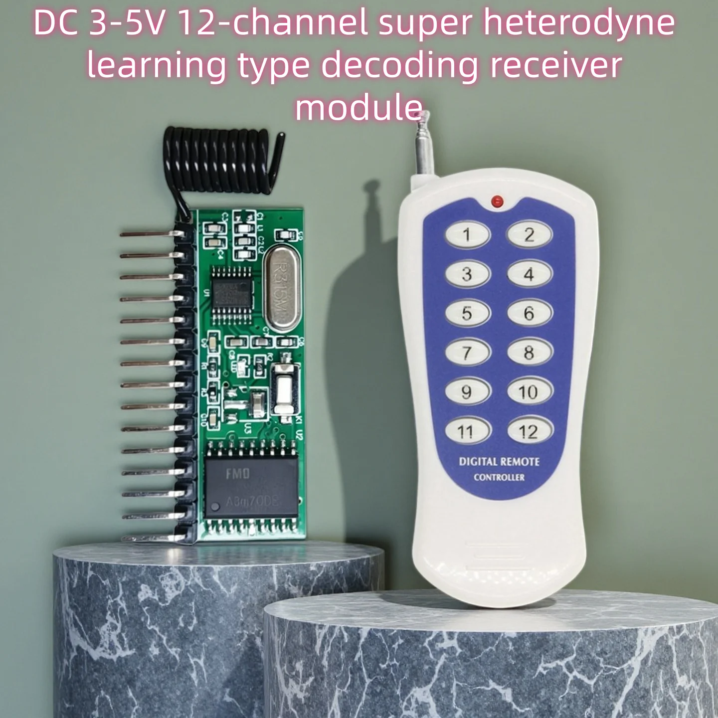 12-Channel Ultra-Differential Learning-Type Decoding Receiving Module DC 3V - 5V Wireless Remote Control Switch Receiver Board
12-Channel Ultra-Differential Learning-Type Decoding Receiving Module DC 3V - 5V Wireless Remote Control Switch Receiver Board