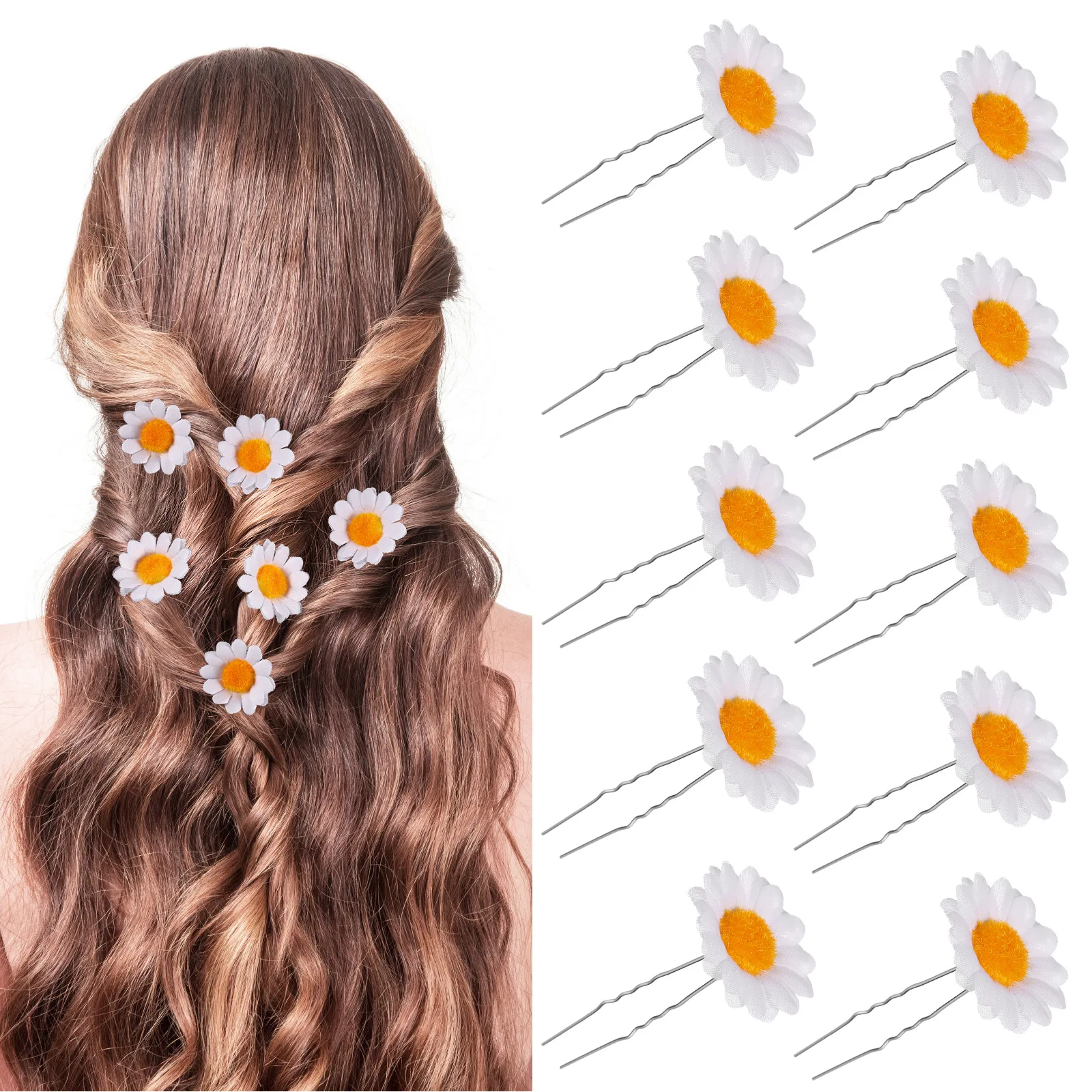 12pcs White Daisy Hairpin Artificial Flower Accessories for Wedding Party Hairstyle Decor Pins Hair Fork Stick
12pcs White Daisy Hairpin Artificial Flower Accessories for Wedding Party Hairstyle Decor Pins Hair Fork Stick