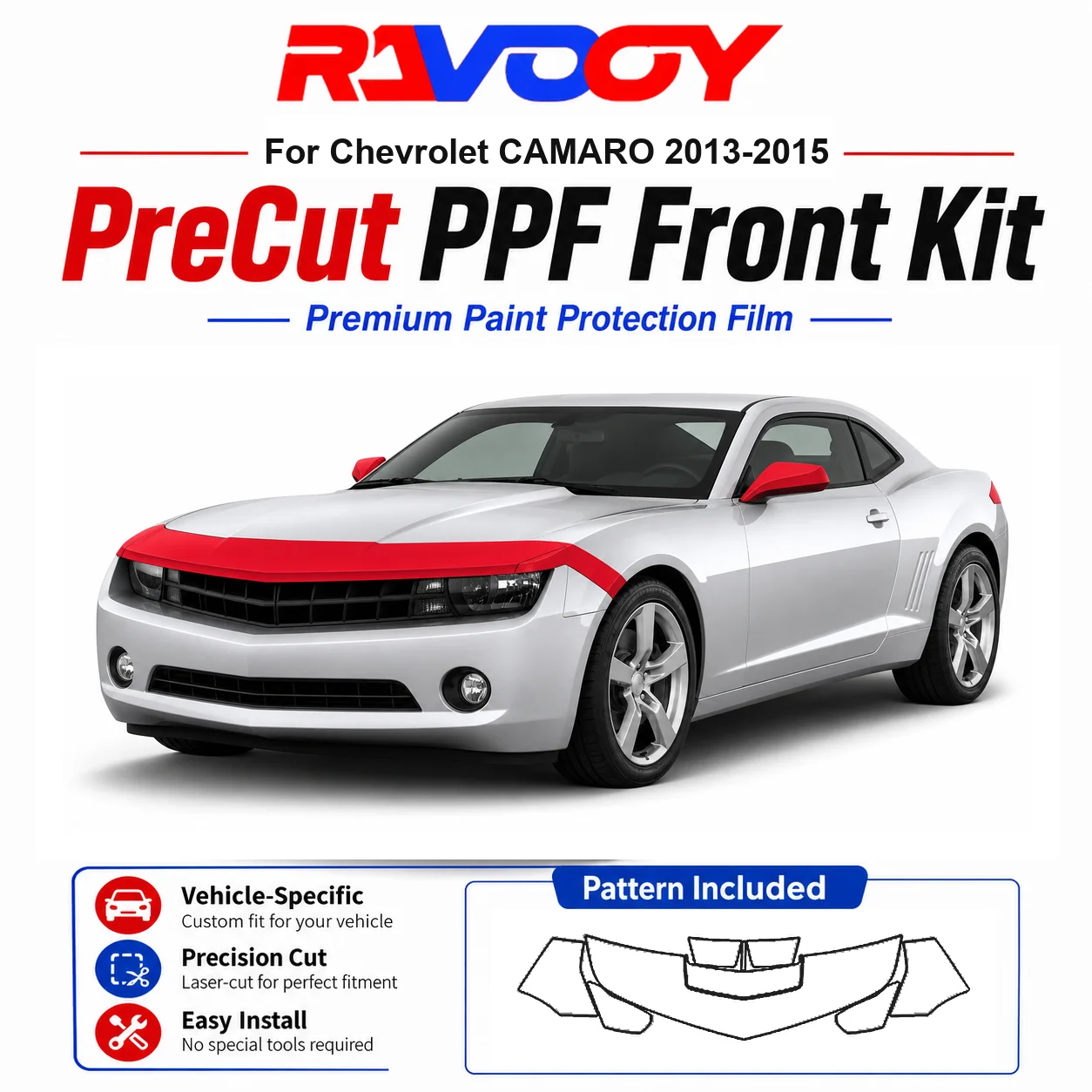 8.5mil TPU Precut PPF Kit For Chevrolet CAMARO 2013-2015 - Hood, Fenders & Mirror Set - Self-Healing Clear Bra Film
8.5mil TPU Precut PPF Kit For Chevrolet CAMARO 2013-2015 - Hood, Fenders & Mirror Set - Self-Healing Clear Bra Film