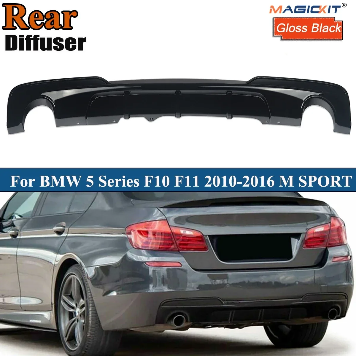 M Performance Rear Diffuser Spoiler Front Lip For BMW 5 Series F10 F11 2010-2016 with Sport Bumper Double-Single Out
M Performance Rear Diffuser Spoiler Front Lip For BMW 5 Series F10 F11 2010-2016 with Sport Bumper Double-Single Out
