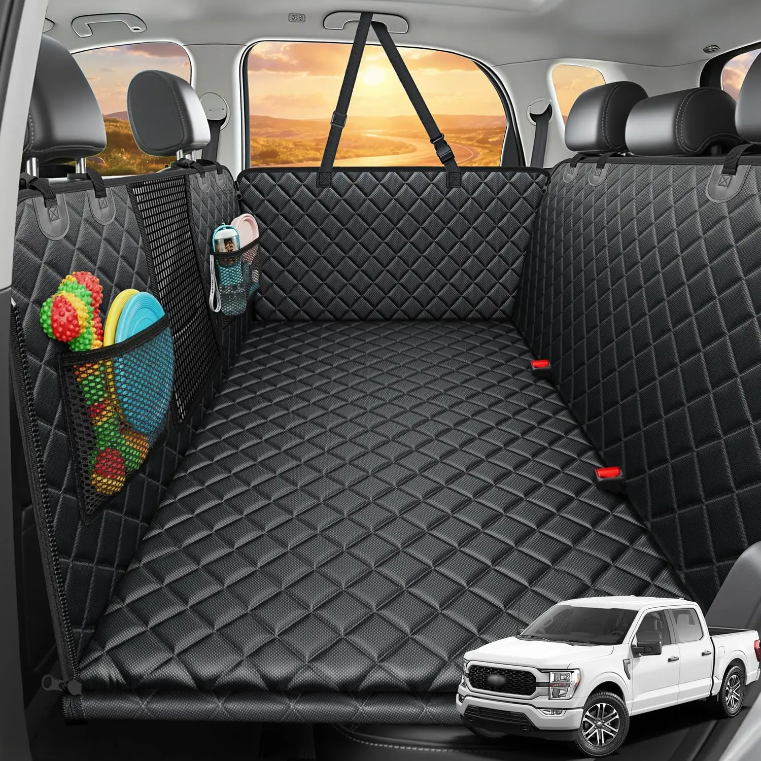 XL Dog Car Seat Extender for Full-Size Trucks, Waterproof Pet Backseat Cover with Hard Bottom Holds 550lbs
XL Dog Car Seat Extender for Full-Size Trucks, Waterproof Pet Backseat Cover with Hard Bottom Holds 550lbs