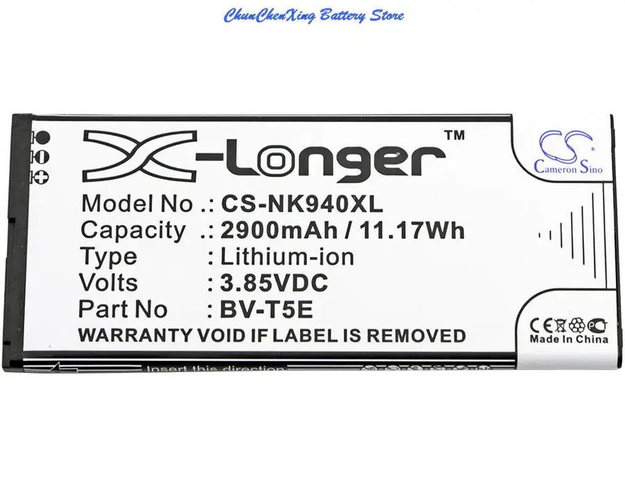 Cameron Sino 2900mAh Battery BV-T5E for Nokia/Microsoft Lumia 940,Lumia 940 XL,Lumia 950,Lumia 950 Dual SIM, RM-110
Cameron Sino 2900mAh Battery BV-T5E for Nokia/Microsoft Lumia 940,Lumia 940 XL,Lumia 950,Lumia 950 Dual SIM, RM-110