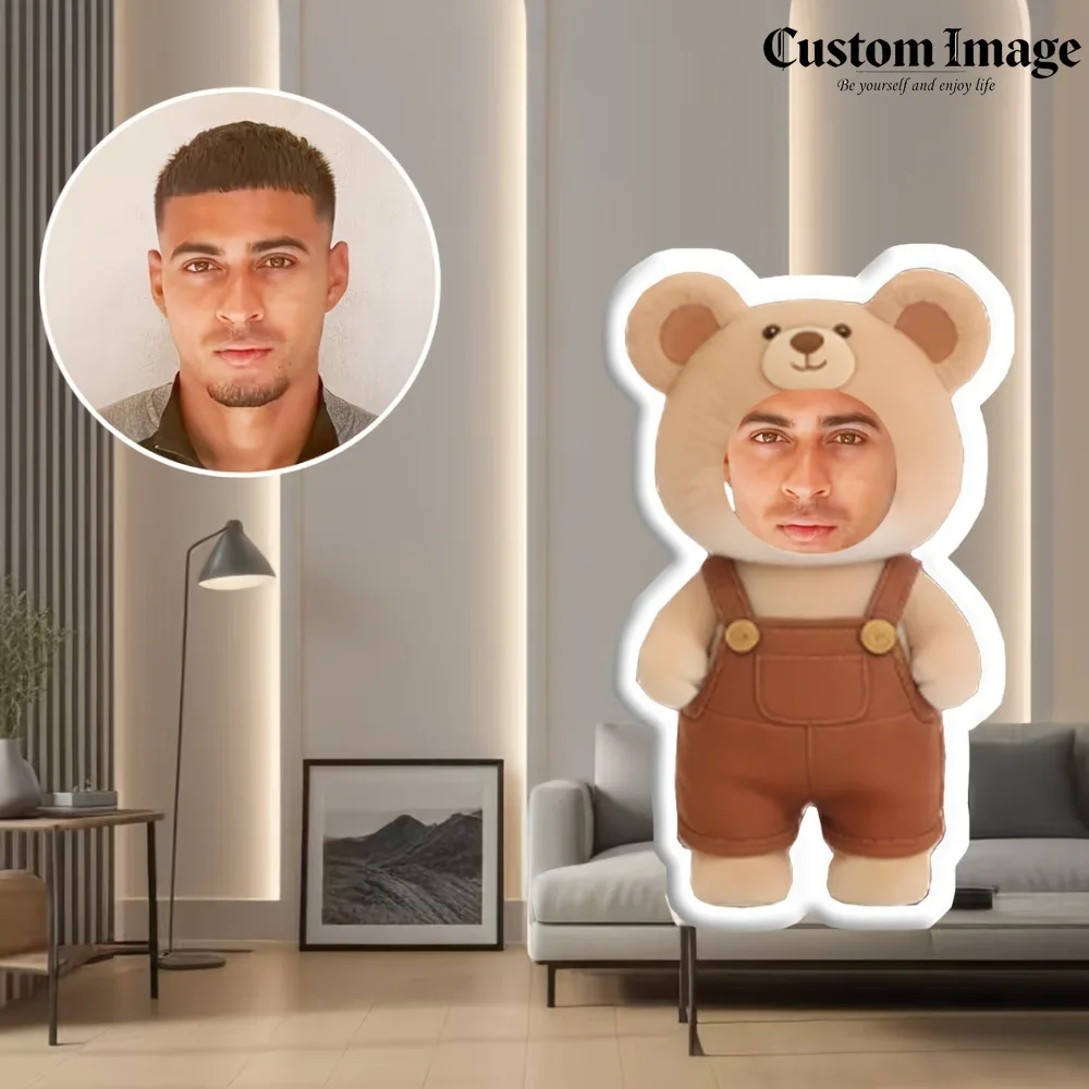 Custom Face Strap Bear Pillow Cute Plush Cushion, Romantic Couple Gift, Personalized DIY Pillow for Birthday Surprise & Souvenir
Custom Face Strap Bear Pillow Cute Plush Cushion, Romantic Couple Gift, Personalized DIY Pillow for Birthday Surprise & Souvenir